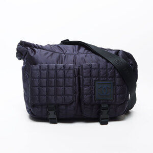 CHANEL Sport Line Shoulder Bag with Silver Hardware, Navy Blue, WS11684